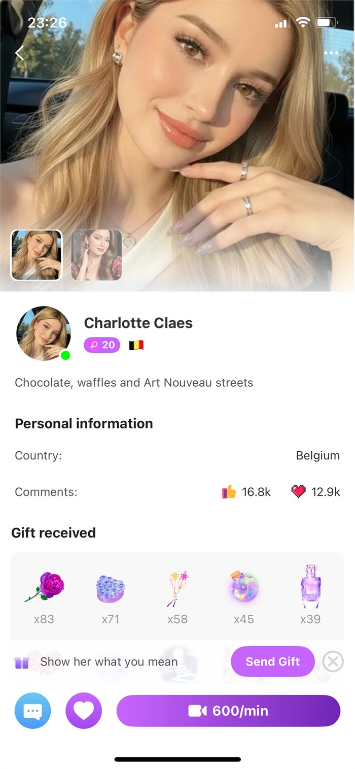Member profile screen in lemon